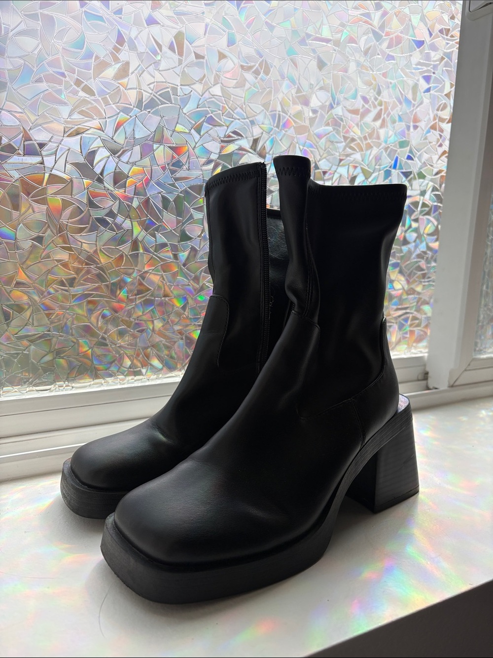 ASOS Black Platform Block Heel Ankle Boots